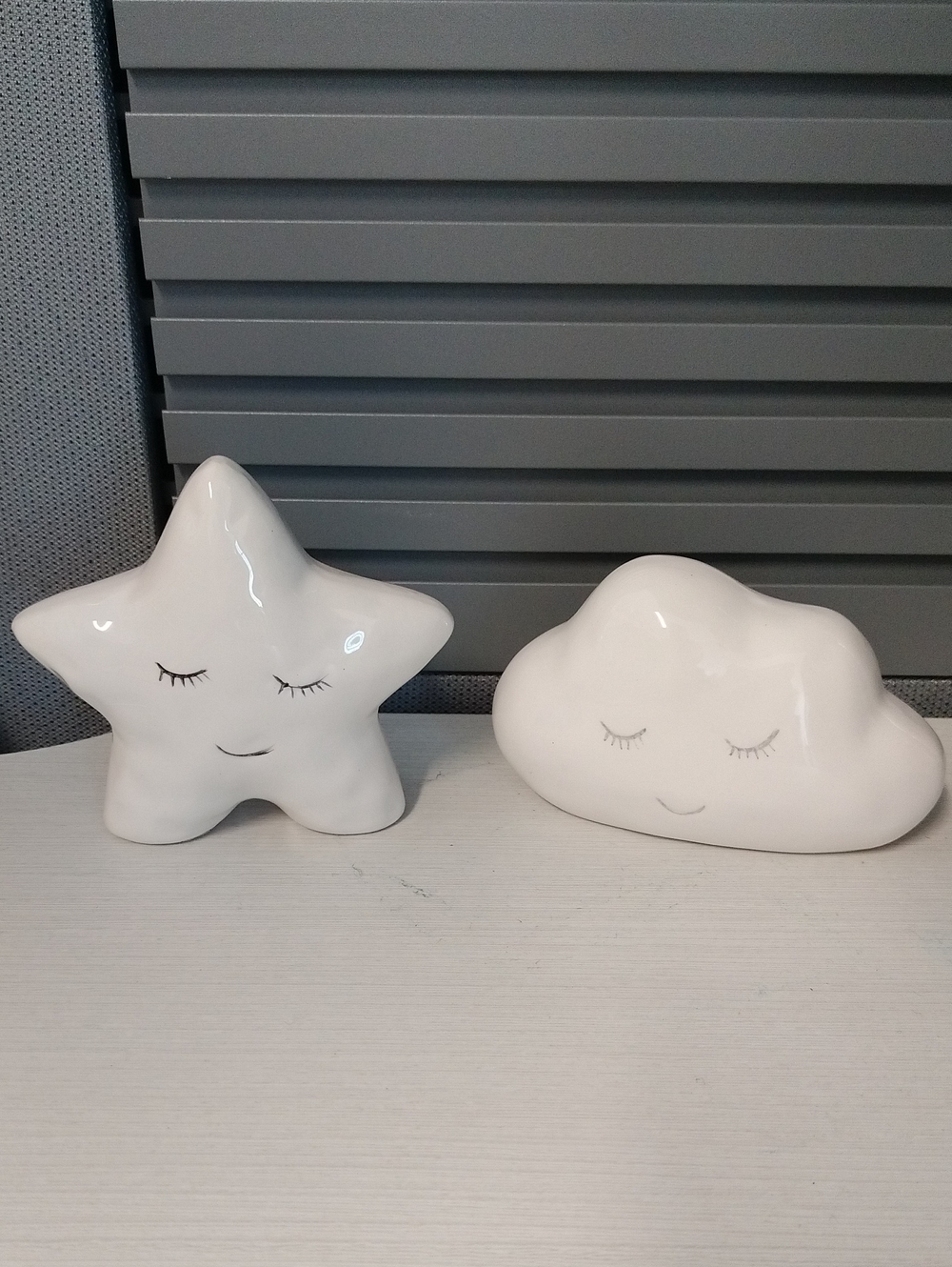 Ceramic Star and Cloud Decorative Set in White